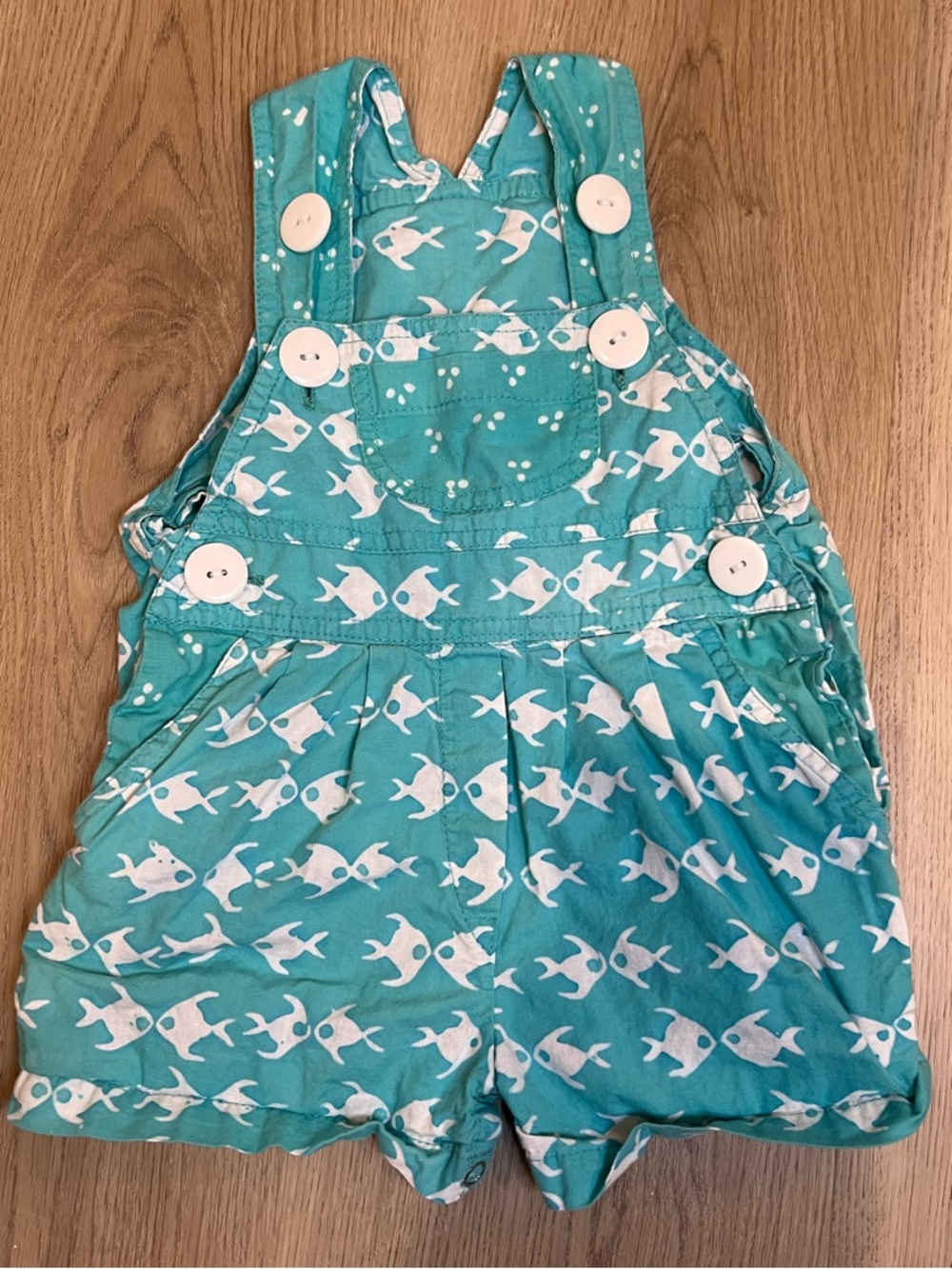 Vintage Blue Ginger Hawaiian Design Fish Shortall
